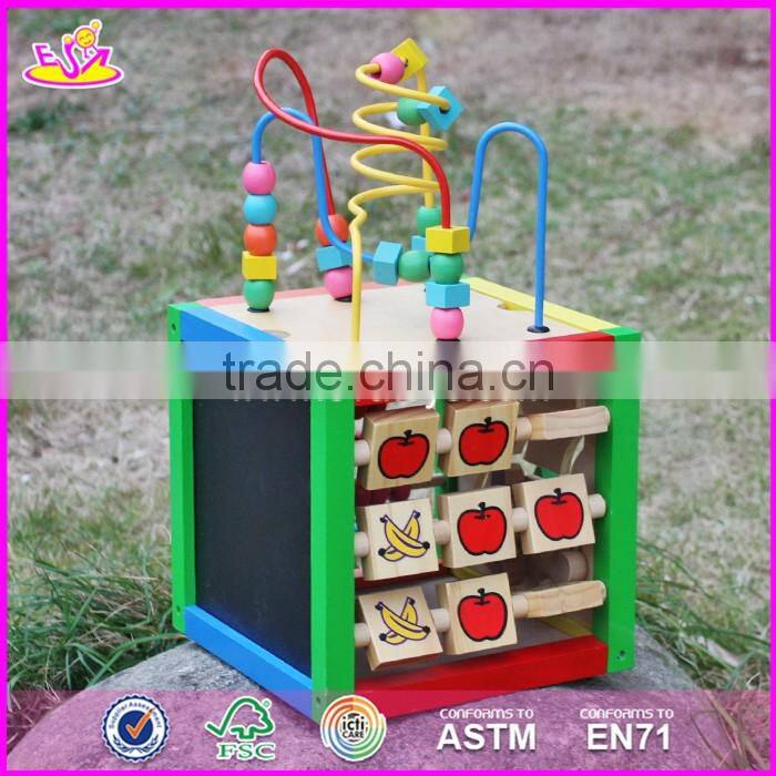 2017 new design funny toy children multi-function wooden bead maze cube W11B060