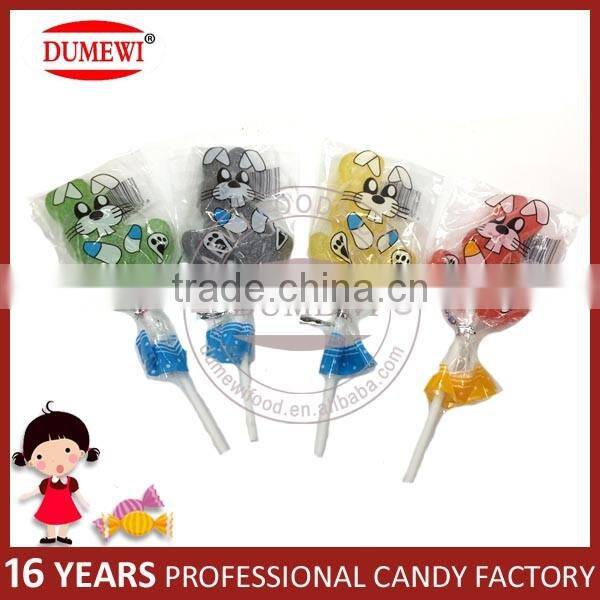 Colorful Fruity Delicious Soft Candy Rabbit Shapes Jelly Lollipop Candy
