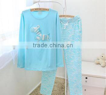 2015 fashion printing soft cotton homewear ,long sleeve sleepwear blank homewear ,lady's printing homewear
