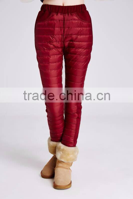 red woman down pants