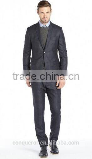 Caspian Plaid Wool 2-Button Suit With Pleated Front Pants (SHT1116)