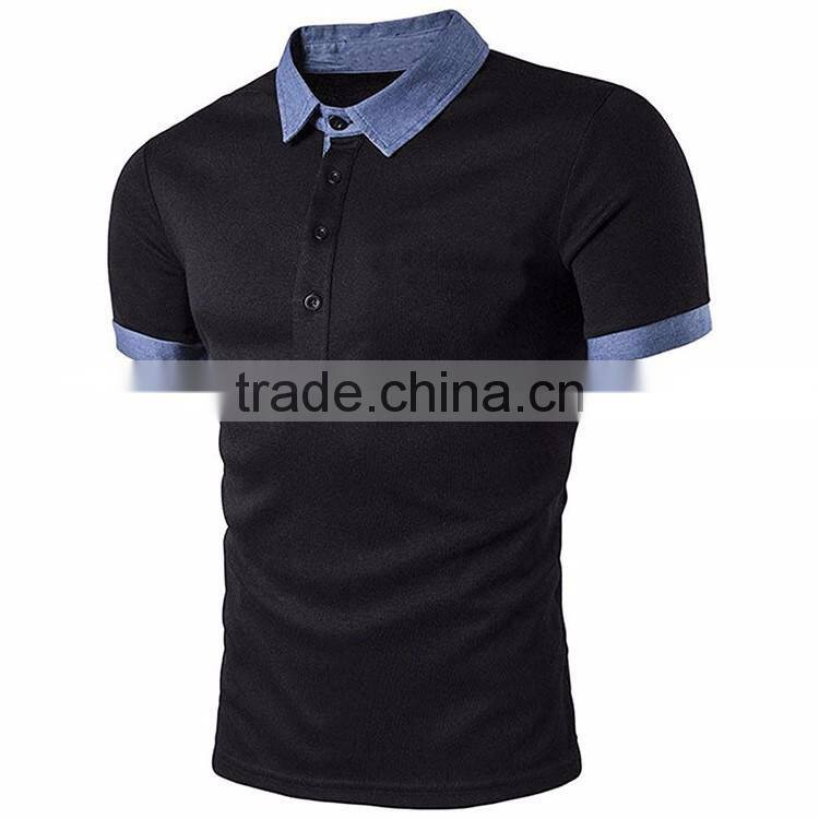 (Reliable and Stable Supplier) 2017 Cool Denim Collar and Cuff Design Polo T shirts Leading the Stream and Momentum