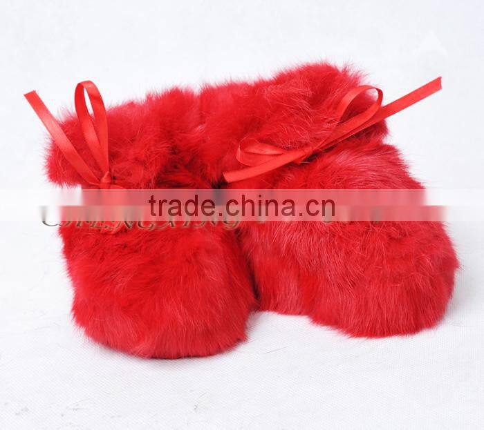 CX-SHOES-07C European Genuine Rabbit Fur Baby Shoes