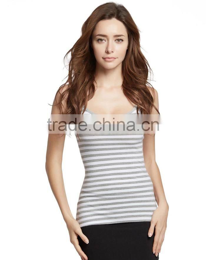 Plain gray stripe stringer tank top custom