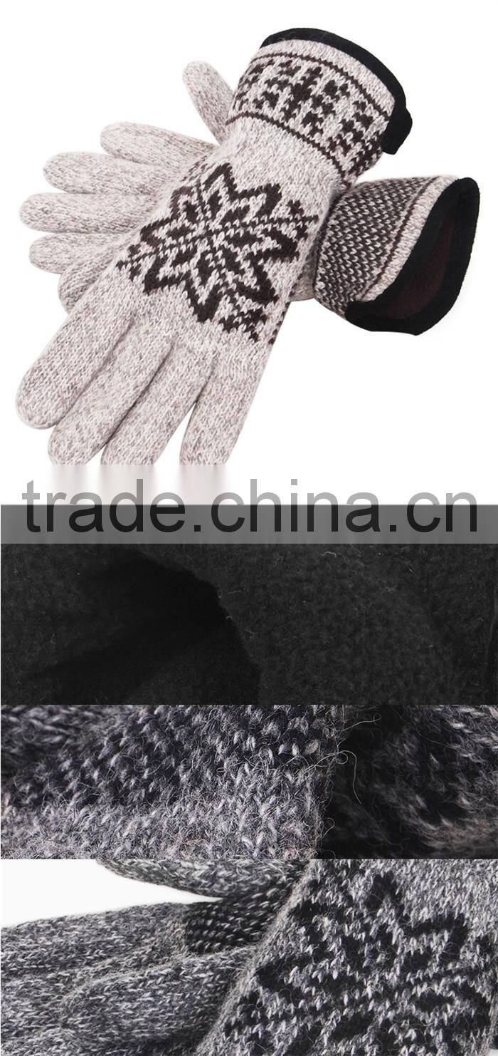 High Quality Cashmere Wool Thick Fleece Mens Winter Knitted Gloves