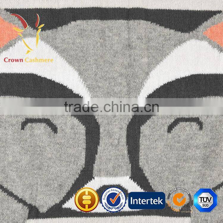 Wholesale Cashmere Wool Baby Blanket with Fox Pattern