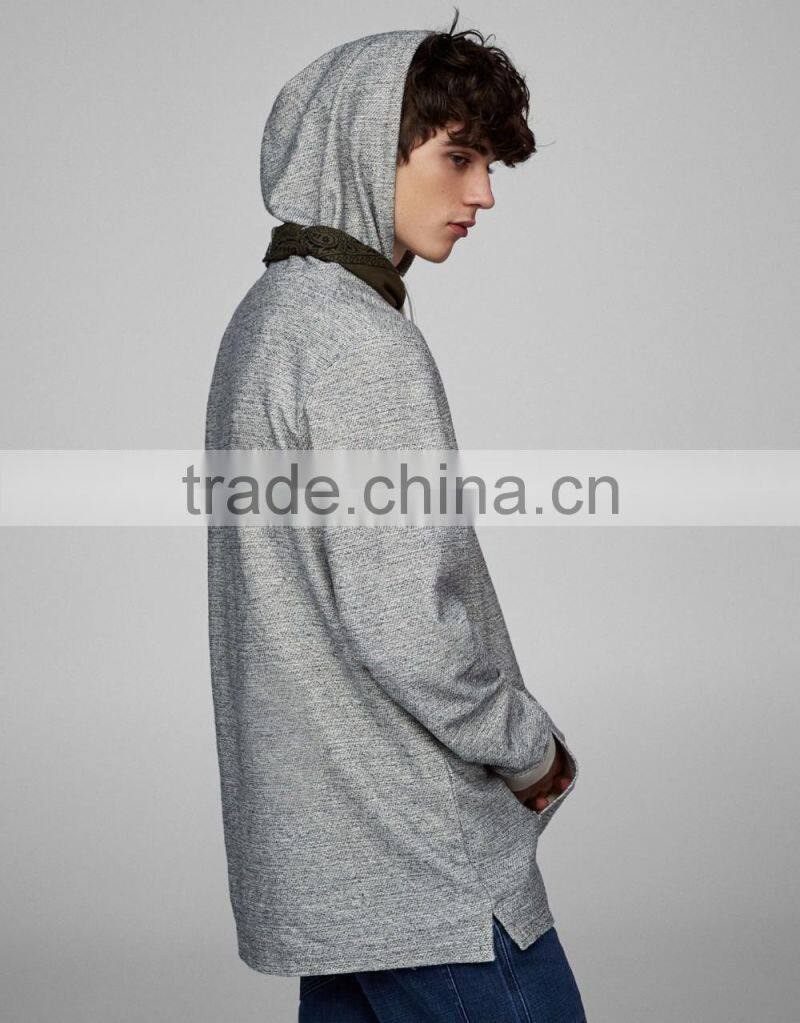 2017 Hot sell gym fitted blank sport pullover grey printed french terry 100% cotton custom hoodies pullover men