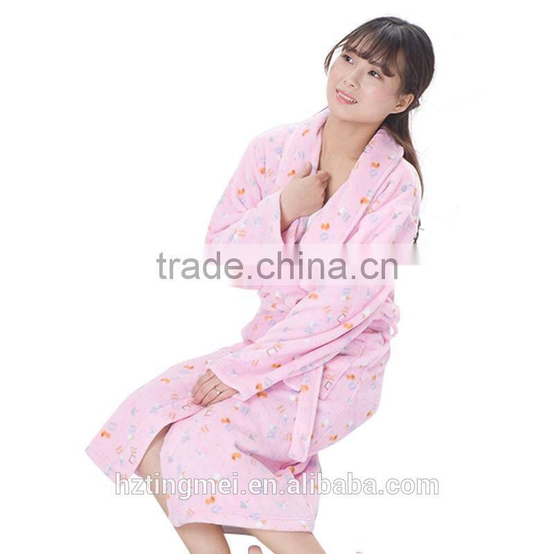 Adult 100% polyester Coral Fleece Women Robe/ Bathrobe/Gown/ Bath Robe