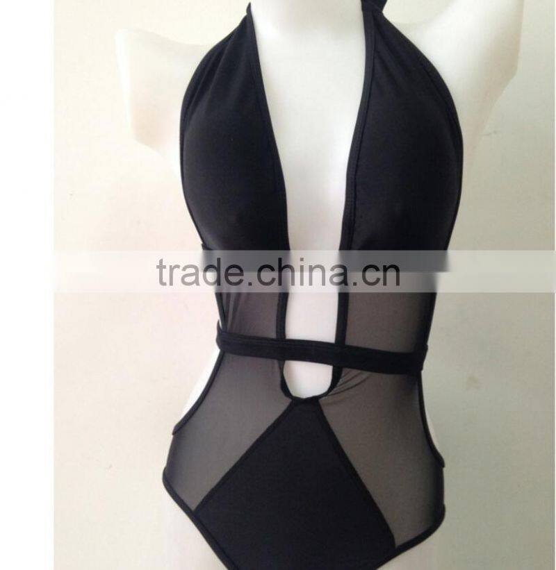 M865 Runwaylover2016 ladies sexy black perspective one piece bikini swimwear