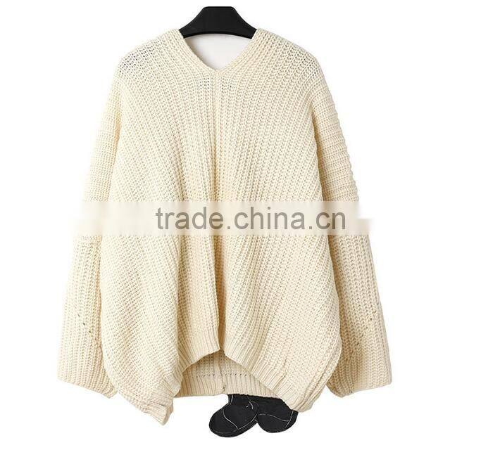 M1209 Runwaylover 2016 latest design fashion ladies v-neck sequin cartoon figure letter pattern sweater