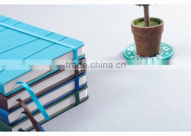 High-grade A5 PU planner customizable faux leather cover with band printing logo section sawing binding hardcover notebook