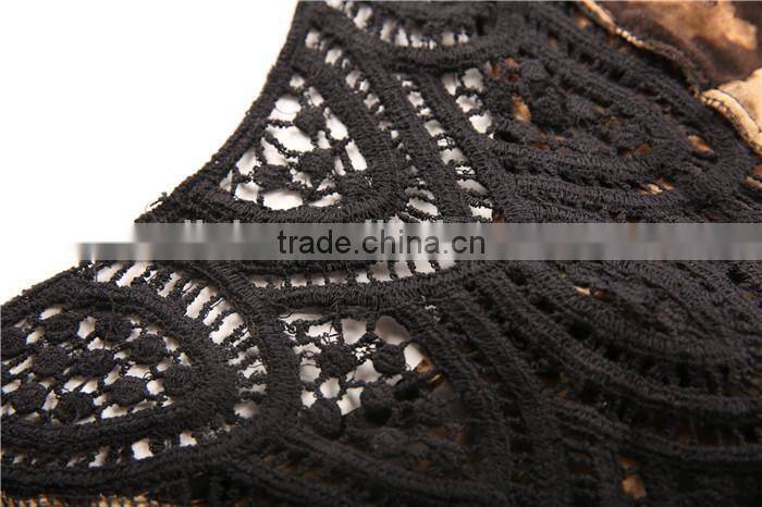 fashion butterfly style leopard printed casual ladies korean chiffon blouse 2015