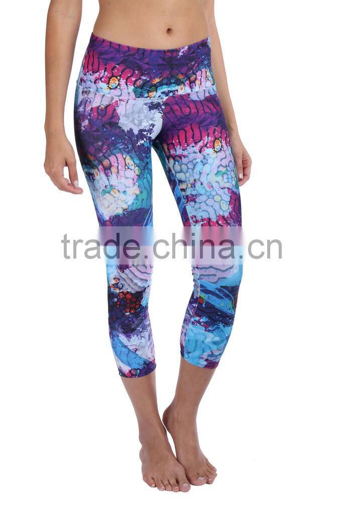 Sexy capri tights cheap colorful leggings women flowery leggings