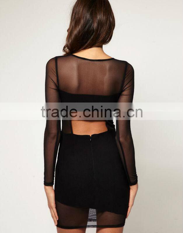 Mini Dress with Mesh Panel