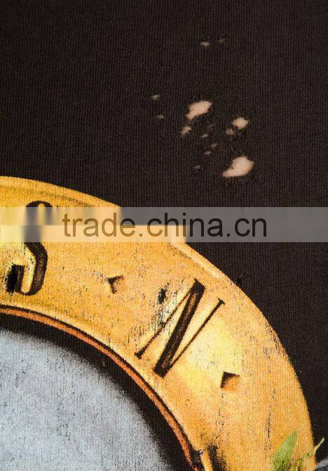 intentional holes throughout raw cut hem crop t-shirts