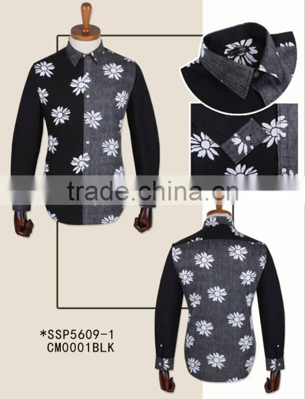 Latest 100% cotton fashion design floral casual men shirts