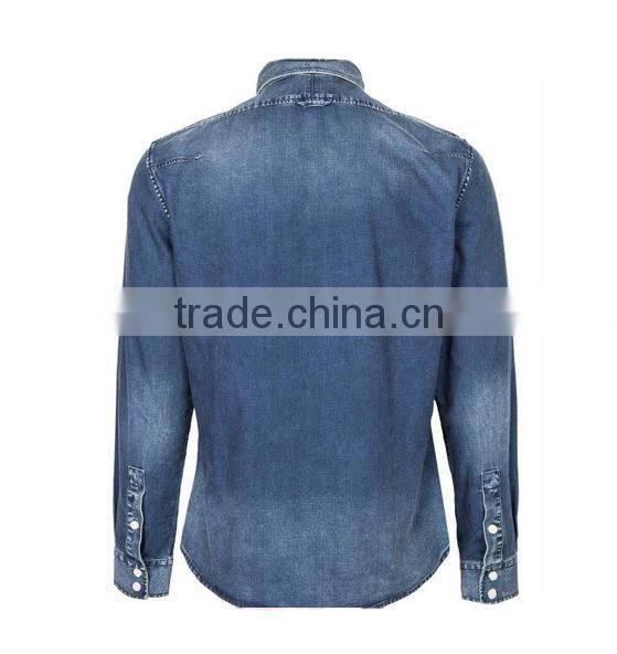 fashion style long sleeve denim dress shirts for men