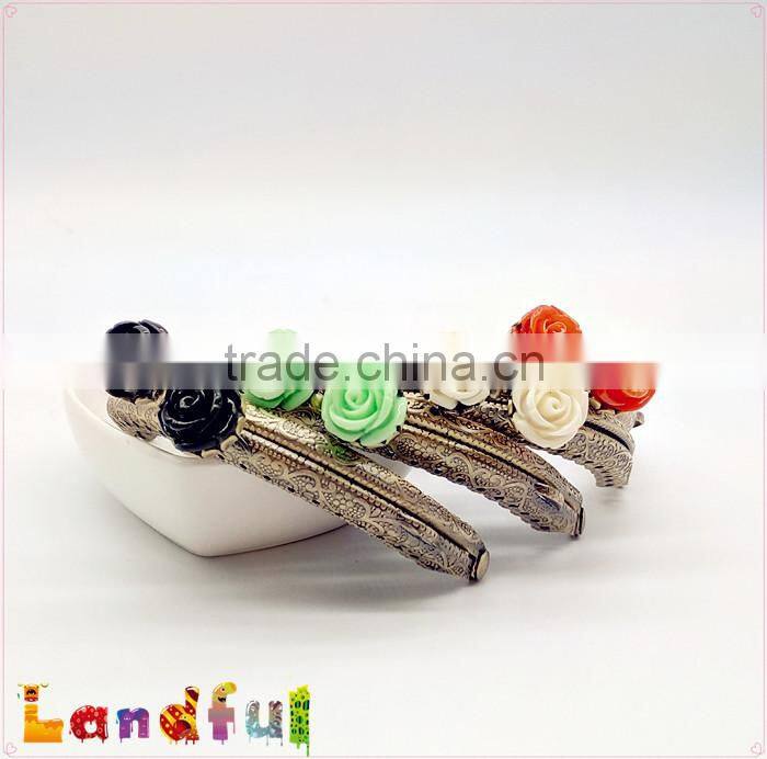 8.5cm Flower Antique Brass Engraving Sewing Handbag Rose Metal Purse Frame