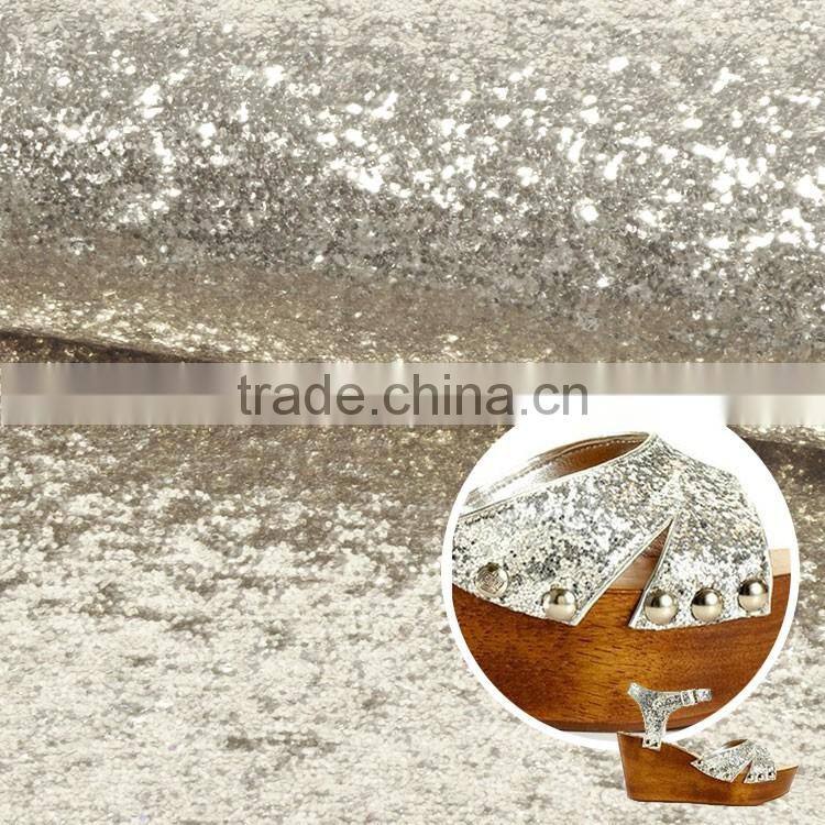 factory supply soft handfeeling and shinning design silver glitter fabric