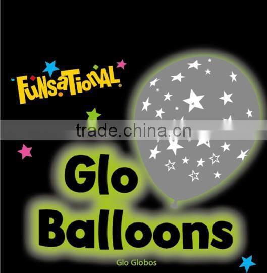 New Coming Glo Balloon, Flash Light Round Star Print Latex Balloon, 12inch 3.2G