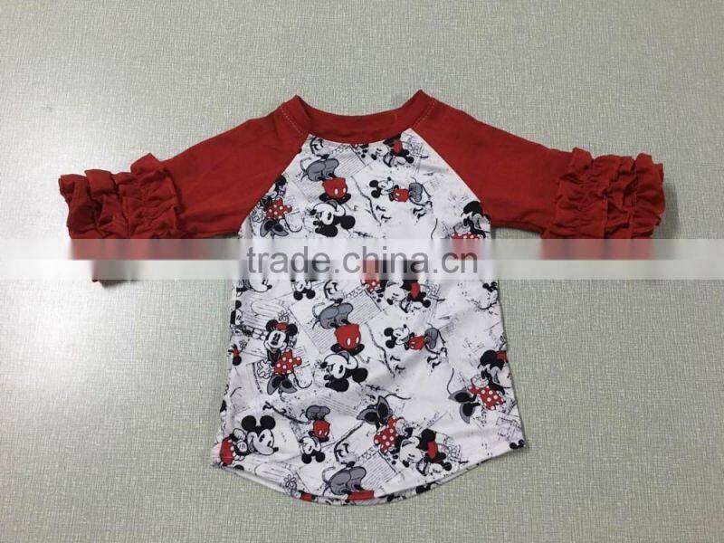 New arrival 2017 spring summer children frock boutique ruffle chick baby shirts hot sale kid clothing easter shirt