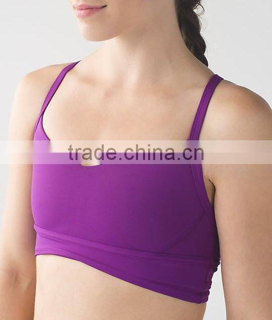 Custom 88% Polyester 12% Spandex Sexy Bra Purple Gym Wear for women