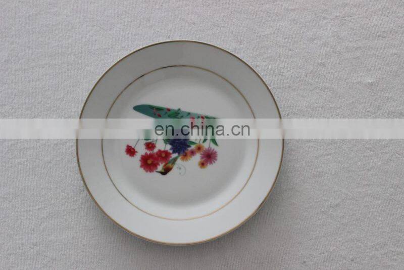 8 inches sublimation blank ceramic plate dinner dishes with gold rim