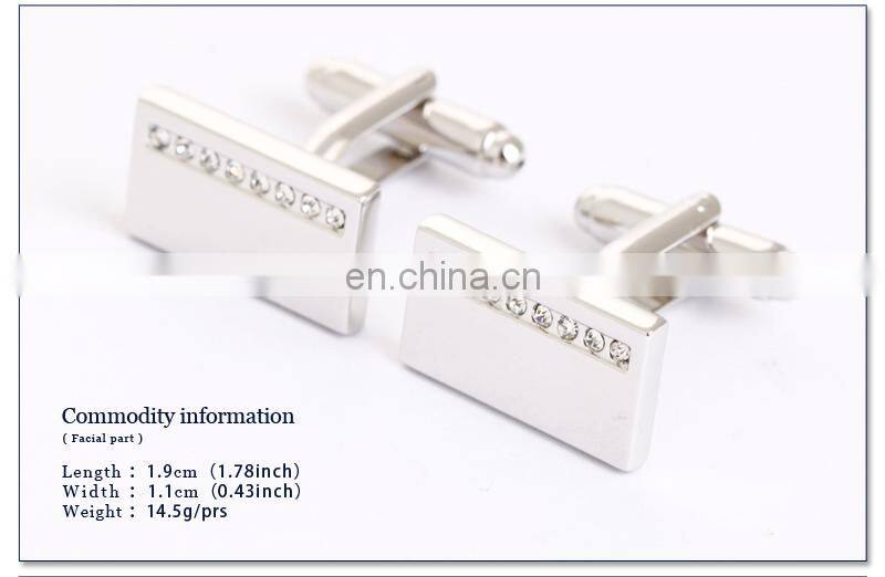 2015 HOT shirt Silver cufflinks for mens gifts Brand cuff Crystal cuff links