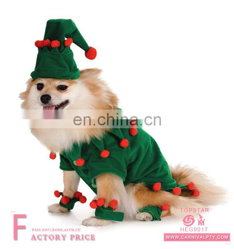 New Fashion Promotional Design Christmas Pet Costume With Elf Hat With Bell For Party