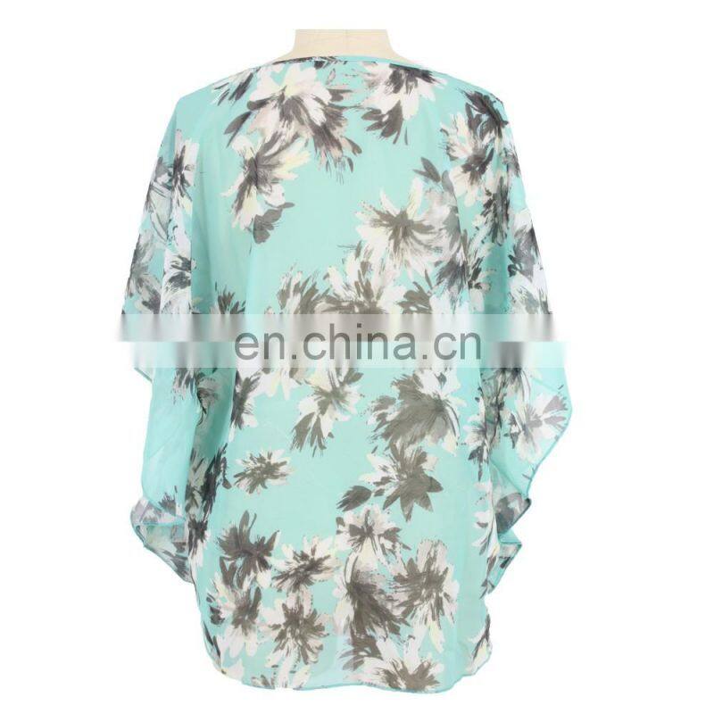 Foral Print Chiffon Woman Summer Poncho Women Apparel