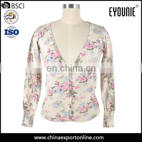 New arrival in stock women striprd cream long print wool shawl