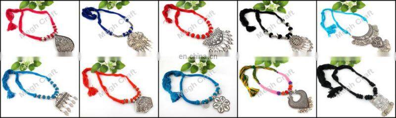 Vintage Gypcy Style Oxidized Pendant Set- Navratri Special Banjara Necklace- Women Navratri Wear Oxidized Necklace set