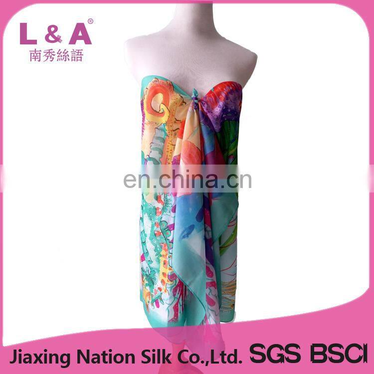 Polyester chiffon scarf women beach sarong in sunmmer