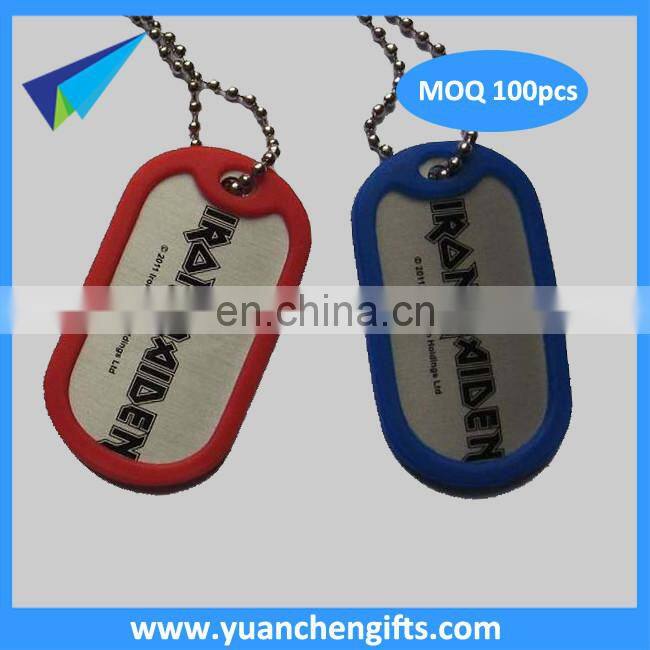 2016 Cheap raised metal aluminum dog tags with ball chains