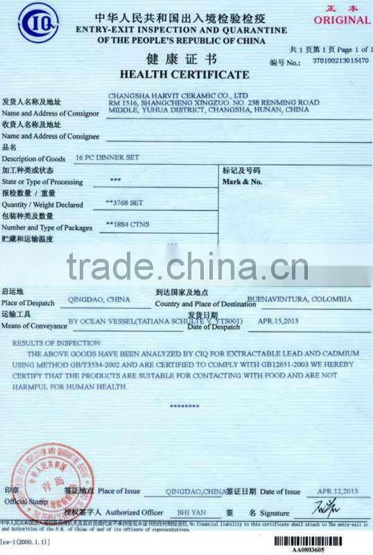 Assessed Supplier Porcelain Ceramic Dinner Set