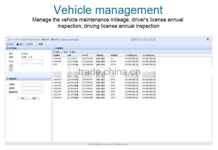 Vehicle GPS Tracking system realtime trace car manage truck GSM Tracker