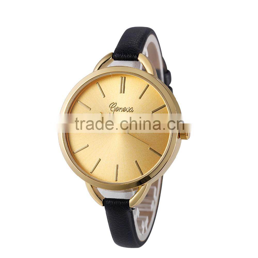Small size strap band geneva lady leather watch wrist watch