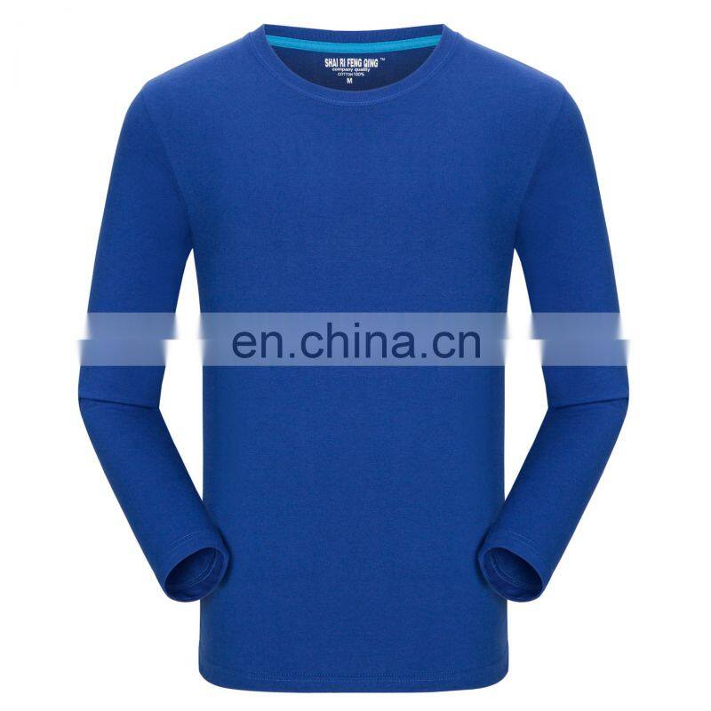 Clothing wholesale custom brand 100% Organic cotton high quality round neck plus size men's sportswear long-sleeved t-shirt