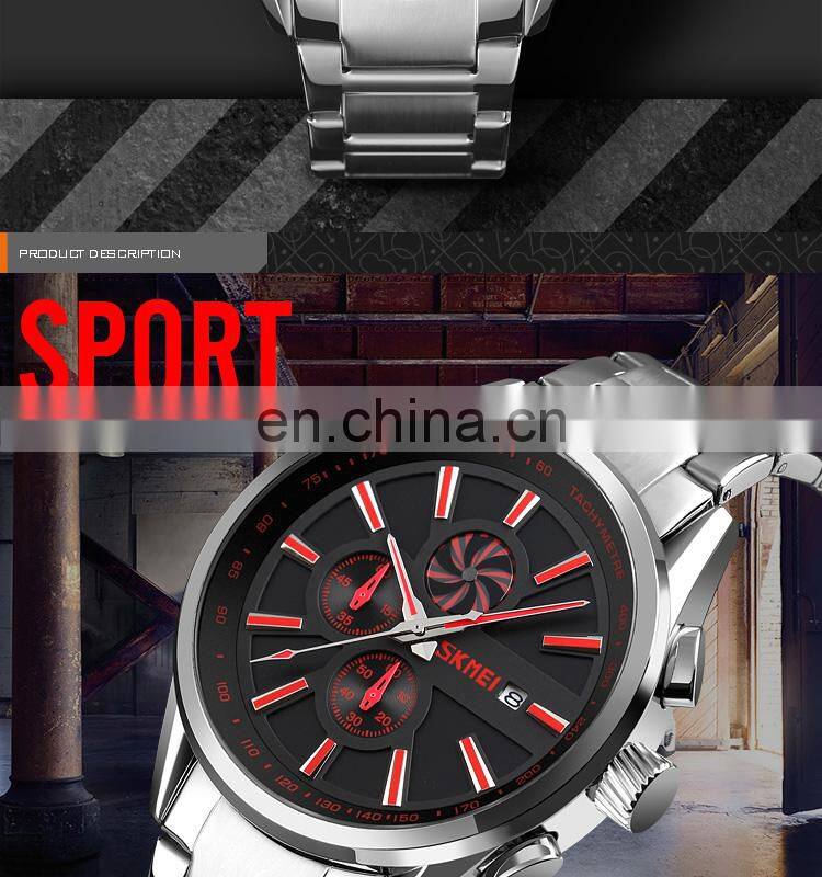 New Products SKMEI 9175 30M Waterproof Wristwatch Quartz Business Men Stainless Steel Watches