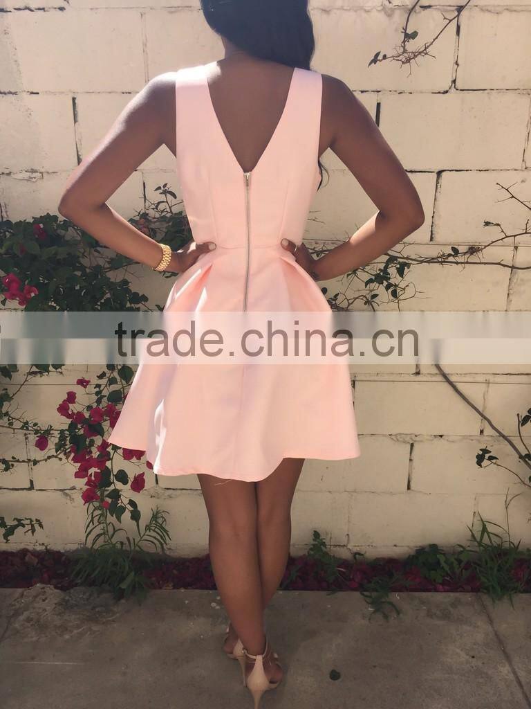 V collar sexy sleeveless dress miniskirt nightclub dress