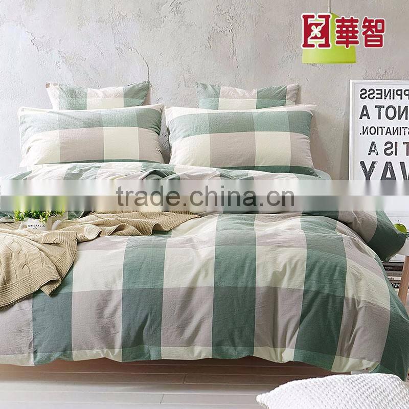 Plaid home/Hotel use bed Linen, 100% Linen cotton bedding sets with pillow shams