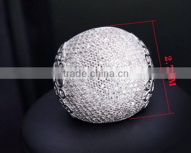 Crystal Luxury Wedding Jewelry Must Buy Design Pave Setting Zircon Chunky Ring