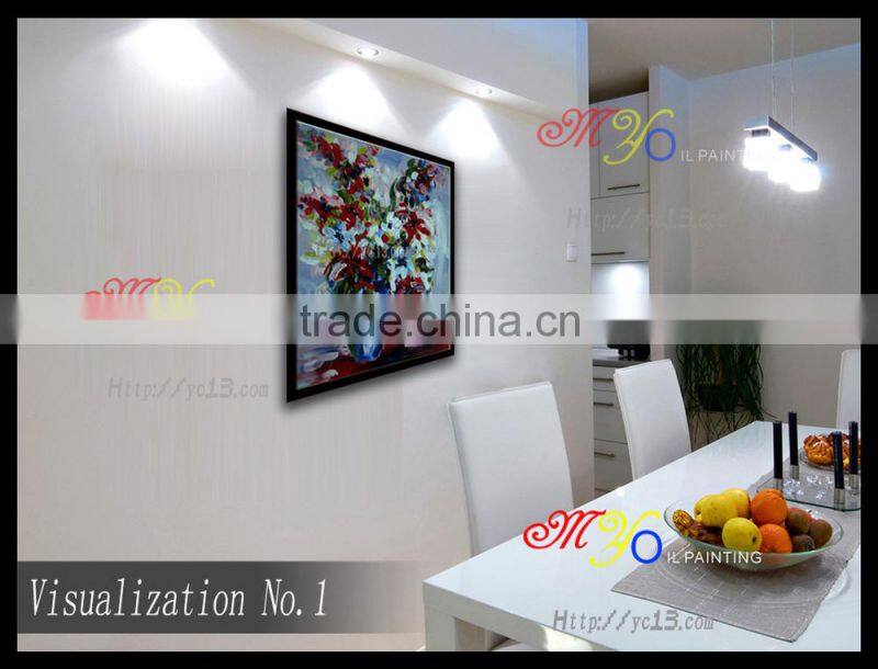 Knife painted modern wall art picture canvas abstract flower oil painting