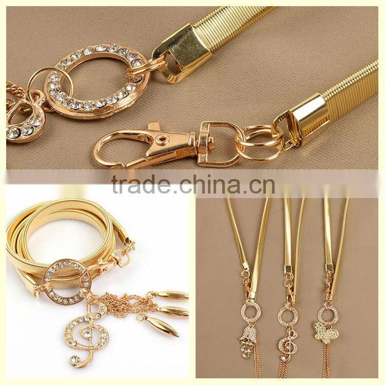 Wholesale womens music note sexy gold piercing waist chain bottom
