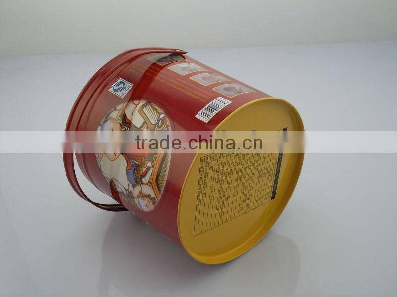 Superior new round tin box with handle for food