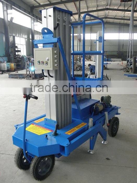 Electric personnel lift platform CE certification DC24V aluminium lift man lift , big wheel aluminum hydraulic lift home lift