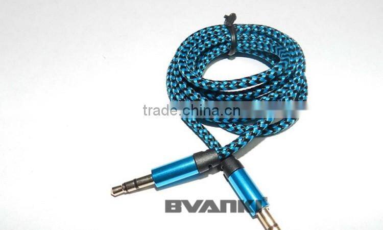 2016 best selling products Braided 3.5mm to 3.5mm aux cable optical audio cable for car stereo mobile phone free samples