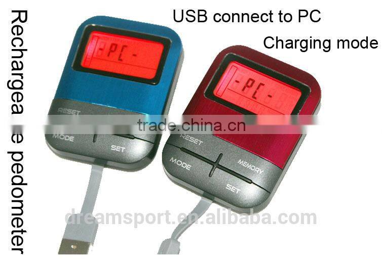 Professional 3D Touch Buttonless Pedometer USB Step Counter