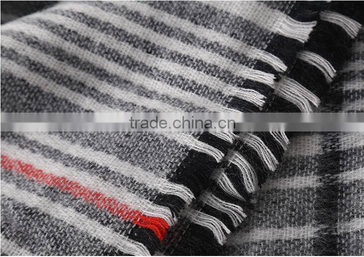 New Fashion Fringed Checked Plaid Acrylic Lady Poncho Shawl