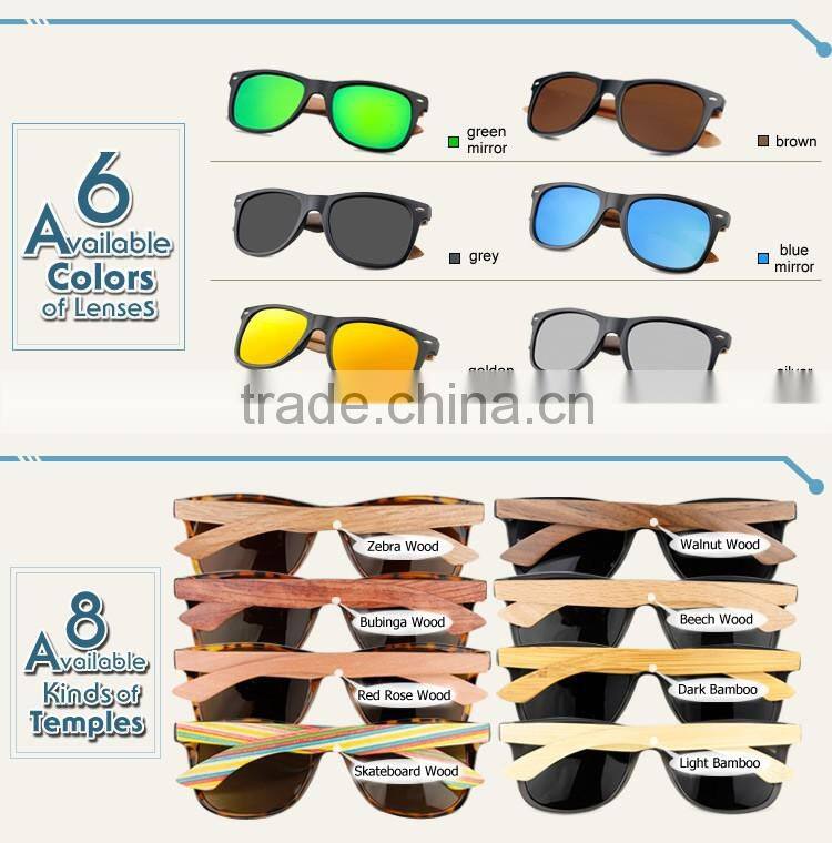 Fashion accessory skateboard wooden sunglasses with plastic frame